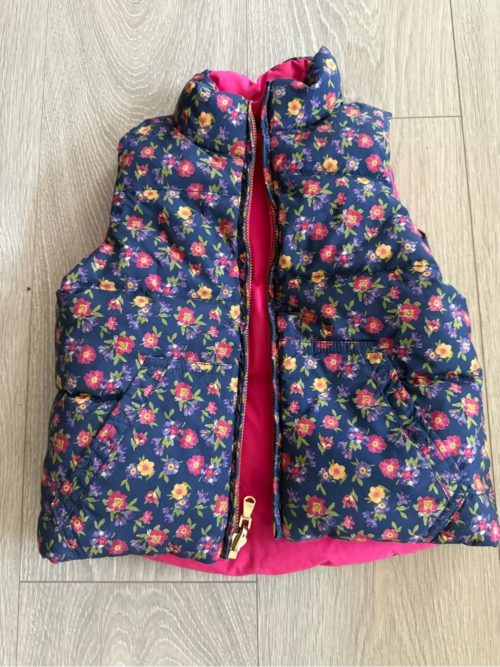 Polo Ralph Lauren Pink Puffer Vest with Floral Lining (Reversible)